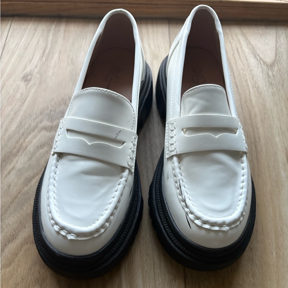 Gemialle - Women’s Platform Slip on Penny Loafers - Size 6.5 - Black & White - Picture 2 of 9
